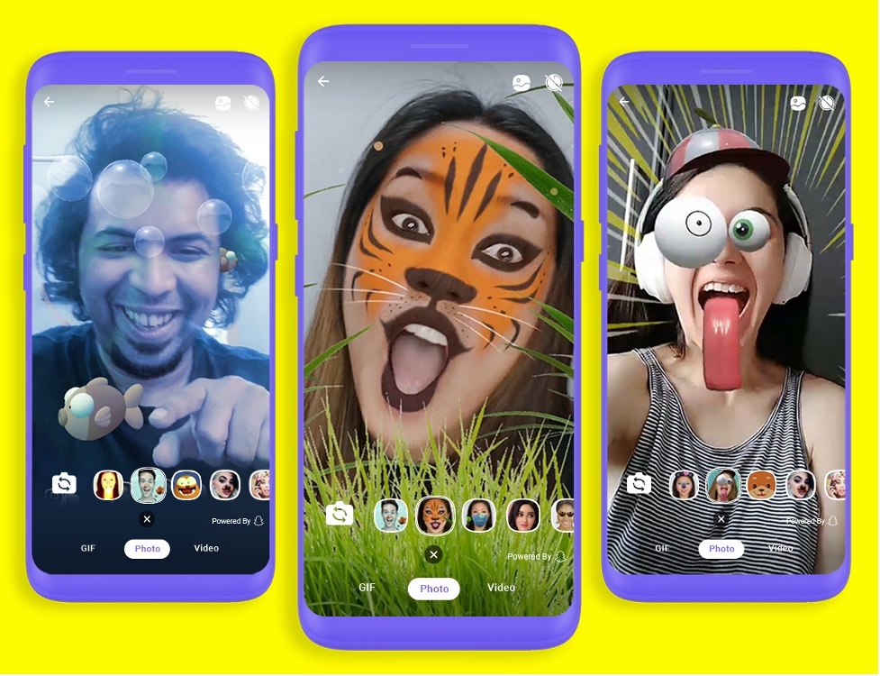 Rakuten Viber has partnered with Snap Inc. to bring the magic of augmented reality to its popular messaging app, allowing Viber users to enjoy AR-enabled video messaging and photos for the first time. Image credit: Rakuten Viber