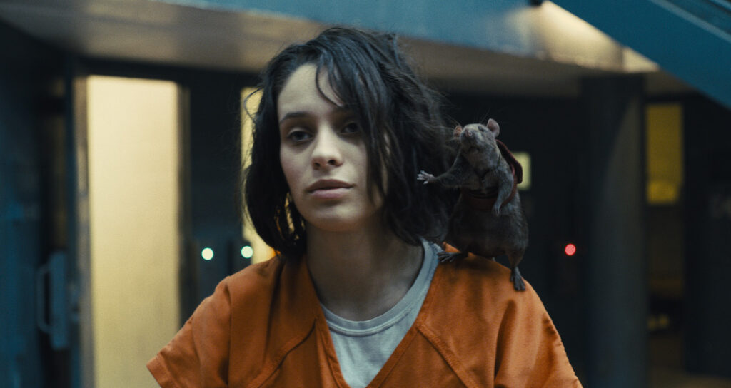 Ratcatcher 2 (Daniela Melchior) and her pet rat Sebastian. Image credit: Warner Bros. Pictures & DC Comics