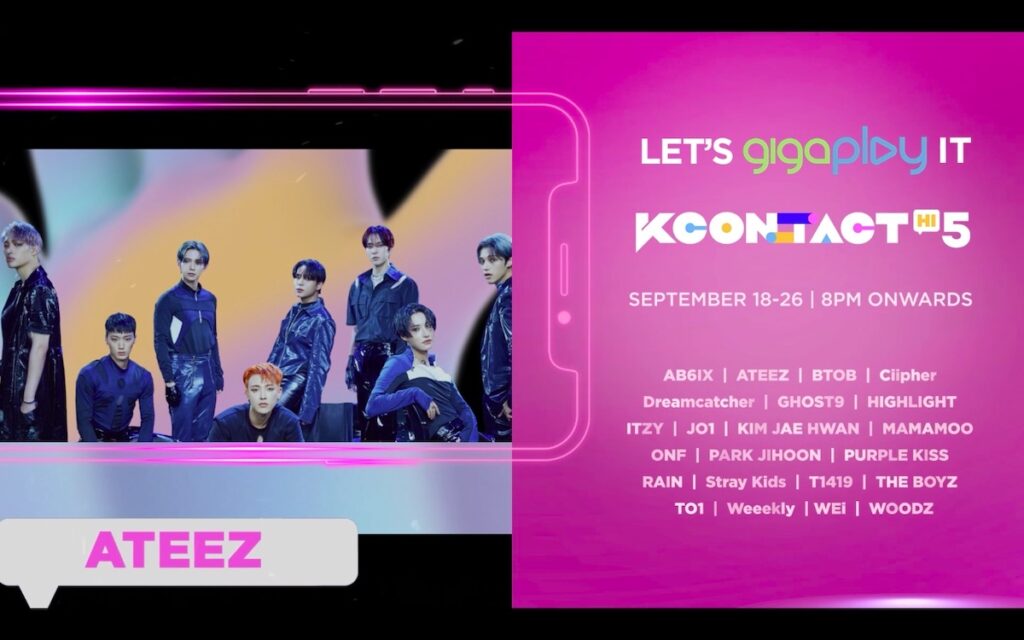 KCON:TACT HI 5 will take place from Sept. 18-26, featuring musical performances and live meet and greet sessions. Image credit: Smart Communications